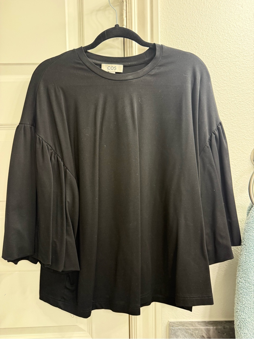 COS Black Bell-Sleeve Cotton Tee